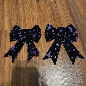 Purple and Black Starry Hair Bows